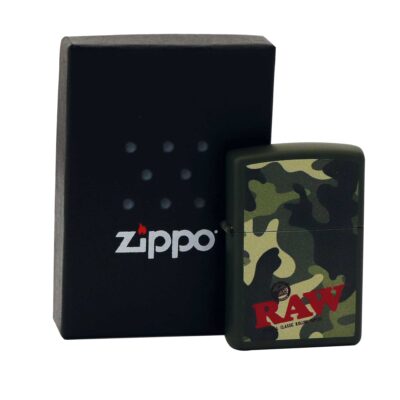 Originálny benzínový zapaľovač Zippo RAW Camo – Green Matte