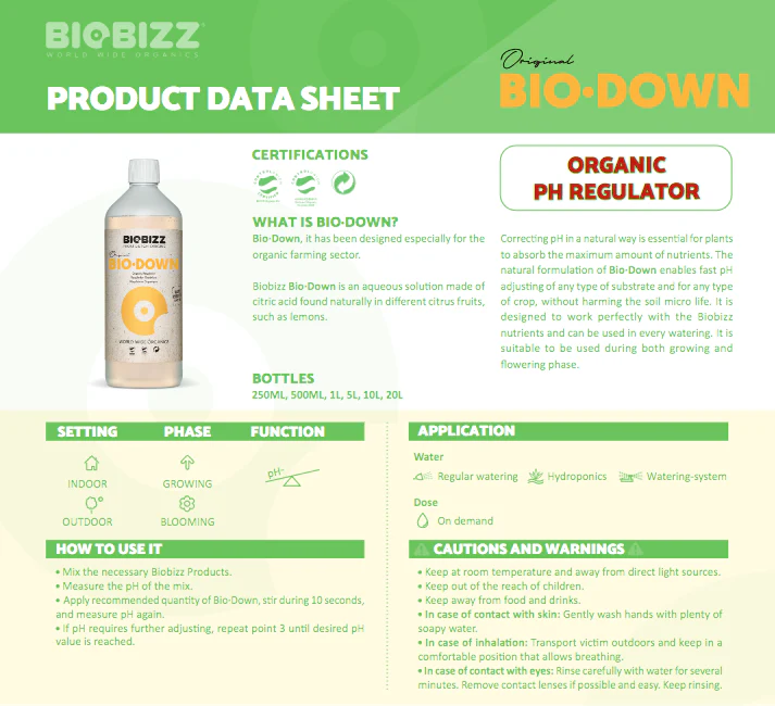 BioBizz Bio pH- (down) - organický regulátor pH – Obrázok 2