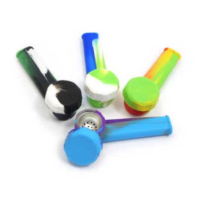 Silikónová lyžičková fajka (Spoon pipe) s kovovým kotlíkom a krytom – 85 mm