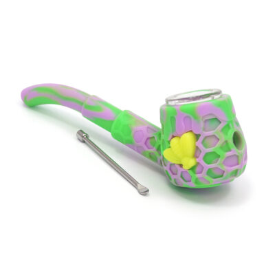 Silikónová fajka Sherlock's Honey s riggerom a dabberom – 130 mm