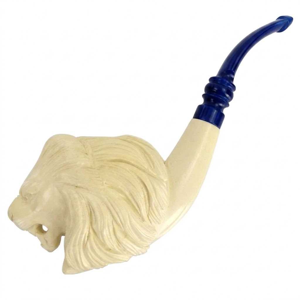 Exkluzívna ručne vyrezávaná fajka z morskej peny (Meerschaum) s puzdrom – Obrázok 3