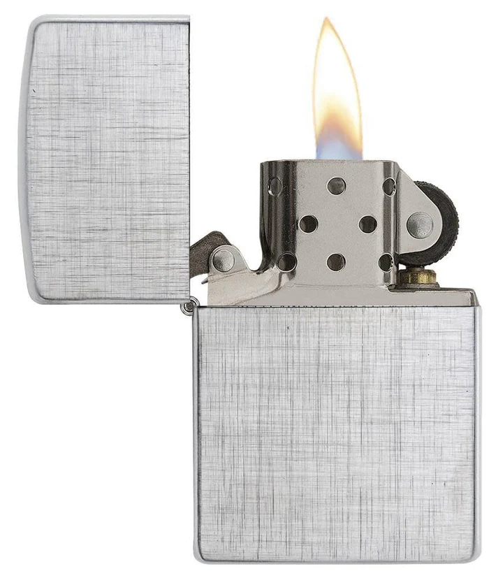 Originálny benzínový zapaľovač Zippo Linen Weave – Brushed Chrome – Obrázok 3