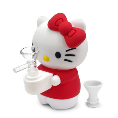 Silikónovo-sklenené bongo Hello Kitty 9x15 cm (Zábrus 14 mm)