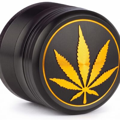 4-dielna kovová drvička Dreamliner Cannabis Leaf (Čierno-zlatá, 60 mm)